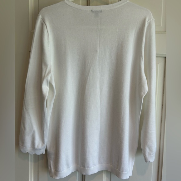 NWT Talbots White Scalloped Cardigan - Picture 2 of 5